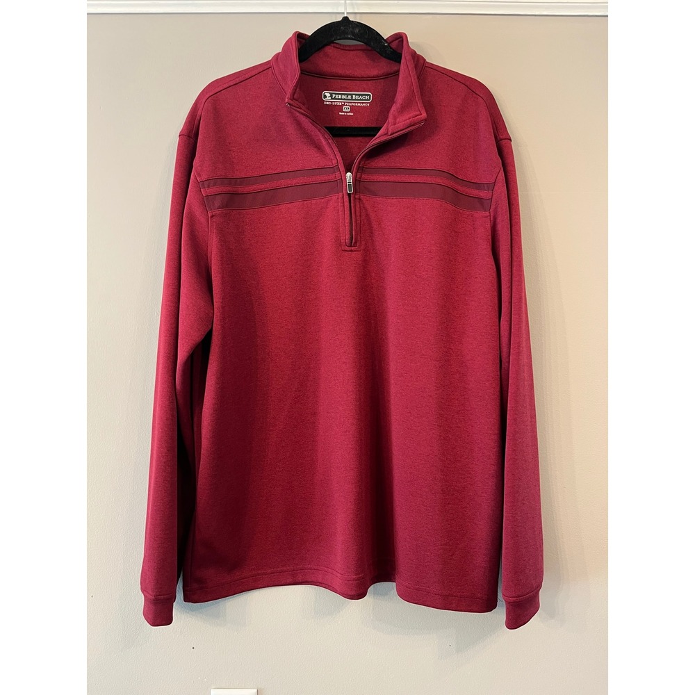 Pebble Beach Dry-Luxe Performance Mens XL Burgundy Red Quarter Zip Pullover